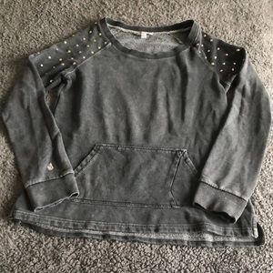 Volcom Studded Shoulder Acid Wash Gray Sweatshirt